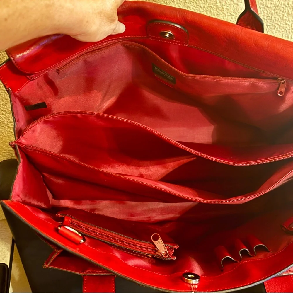 Vintage WILSONS Pelle Studio ITALIAN LEATHER Large RED LEATHER Briefbag Tote